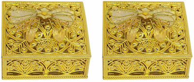 

AASA Jewellery Box Container for Women and Girls for Home and Travelling Use Multi Purpose Vanity Box(Golden)