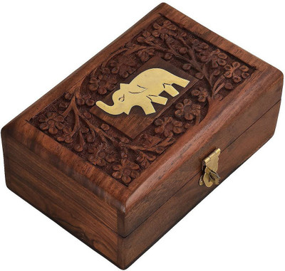 

Fine Craft India MN-RH_jewelry_box_elephant Jewellery Vanity Box(Brown)
