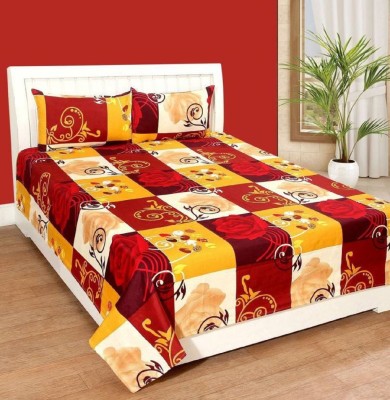 Maks Textile India 120 TC Polycotton Double Floral Flat Bedsheet(Pack of 1, Multicolor)