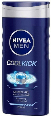 Nivea MEN Hair, Face & Body Wash, Cool Kick Shower Gel(250 ml)