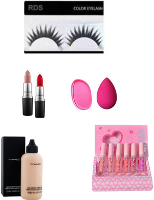 

RDS 3 lipstick , puff , silicone , foundation , eyelashes(Set of 7)