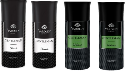 Yardley London 2 Classic and 2 Urban Body Spray For Men 220ML Each Deodorant Spray  -  For Men(880 ml, Pack of 4)