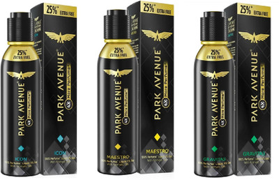 

Park Avenue Icon , Gravitas & Maeastro Deodorant Spray - For Men & Women(360 ml, Pack of 3)