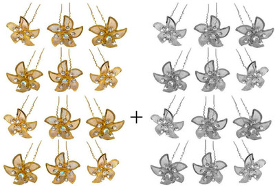 

INAAYA Designer Juda Hair Pins for Hair Styling for Women and Girls Hair Pin(Silver)