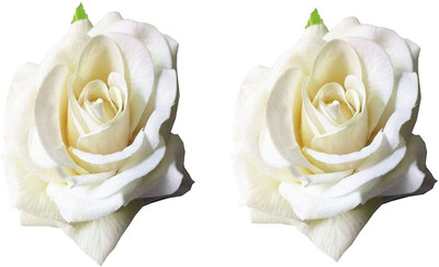 shivnath enterprises hair white rose hair clip artificial flower clip [2pcs] Braid Extension(White)