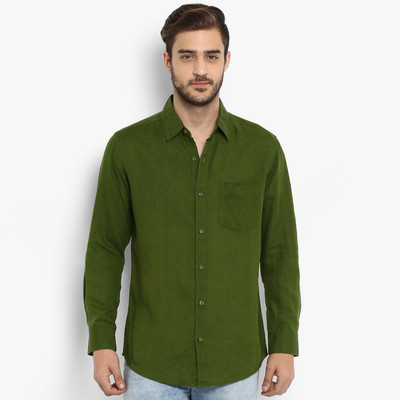 mufti-men-solid-casual-green-shirt