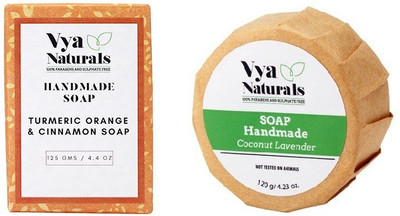 

Vya Naturals Turmeric Orange & Cinnamon Handmade Soap (125g) & Coconut Lavender Handmade Soap Bar (120 g) (Set of 2)(245 g, Pack of 2)