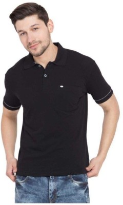 Corsair Solid Men Polo Neck Black T-Shirt
