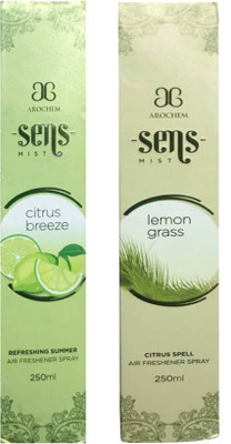 AROCHEM Cirtus Breeze, Lemon Grass Spray Citrus Breeze and Lemon Grass Air Freshener 250 ML Each (Pack of 2)(2 x 250 ml)