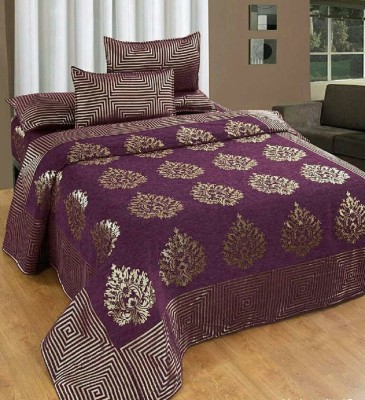 Byloom 220 TC Velvet Double Abstract Flat Bedsheet(Pack of 1, Purple)