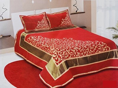 Byloom 220 TC Velvet Double Abstract Flat Bedsheet(Pack of 1, Maroon)