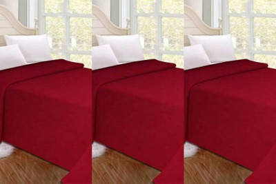 Hot Dealzz Solid Single Fleece Blanket for  AC Room(Polyester, Red)