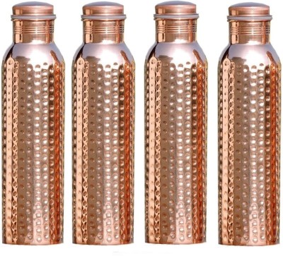 JB Kiara Textiles Joint Free Leak Proof Hammered Copper Water Bottle, Travel Purpose Drinkable 1000 ml Bottle(Pack of 4, Copper, Copper)