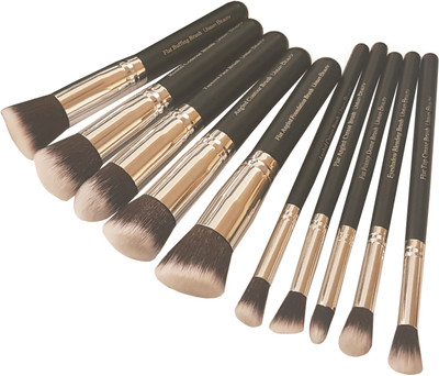 

Urban Beauty 10 Piece Makeup Brush Set Model UB -101 (Black+silver)(Pack of 10)