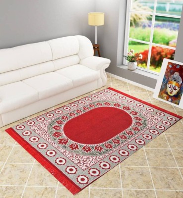 Dushanj Furnishings Red Cotton Carpet(4 ft,  X 6 ft, Rectangle)