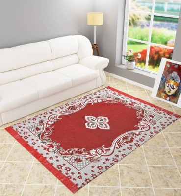 Dushanj Furnishings Red Cotton Carpet(4 ft,  X 6 ft, Rectangle)