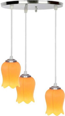 1st Time Pandans Hanging Ceiling Light Of Stylish Colorful & Decorative Three Glass Shade Lamp-DR19 Pendant Lamp Ceiling Lamp(Orange)