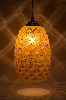 AFAST Central & Corner Hanging Pendant Ceiling Light Lamp With Colorful Glass Shade & All Fitting & Fixture 25 Pendant Lamp Ceiling Lamp(Yellow)