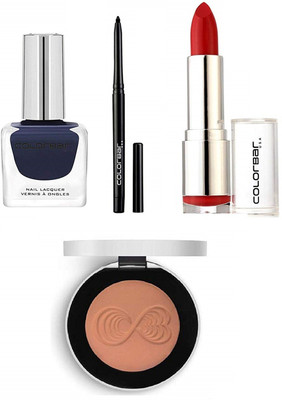 

Colorbar Make-up Kit (Face Blush + Velvet Matte Lipstick + Mesmereyes kajal + Luxe Nail paint)(Set of 4)