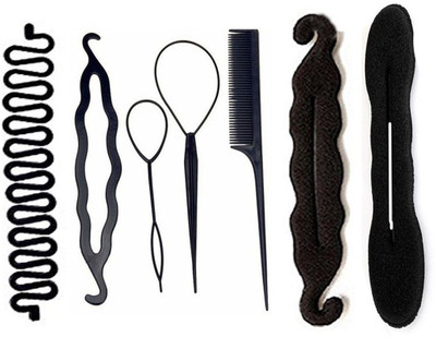 

shivnath enterprises hair combo set diy kit Snake sponge juda twist ,sponge banana donut[pack of 7pcs](Set of 7)