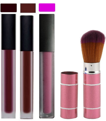 

ADJD ULTRA SMOOTH MAKEUP BRUSH WITH LIQUID LING LASTING MATTE LIPSTICK(Set of 4)
