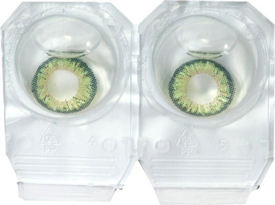 

Drr teleservices Zero power eye contact lense (GREEN) case with solution Monthly(0, Colored Contact Lenses, Pack of 2)