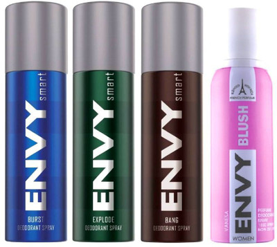 

ENVY SMART BURST DEODORANT 135ML+ SMART BANG DEODORANT 135ML+ SMART EXPLODE Perfume Body Spray - For Men(135 ml, Pack of 4)