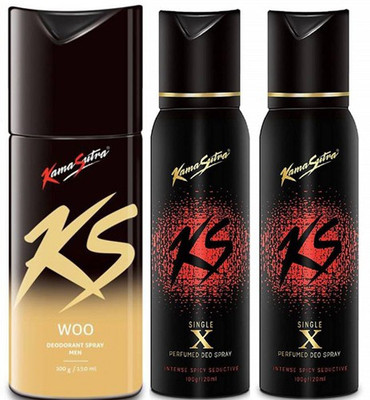 

KamaSutra Woo SingleX Body Spray - For Men(390 ml, Pack of 3)