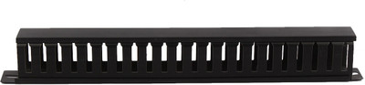 ANDTRONICS 1 Compartments Metal, PVC 1U 22 Slot Rack Mount Horizontal Cable Manager Duct Raceway(Black)
