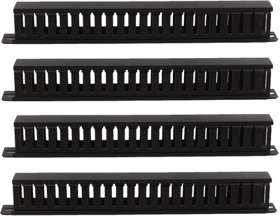 ANDTRONICS 1 Compartments Metal, PVC 1U 22 Slot Rack Mount Horizontal Cable Manager Duct Raceway(Black)