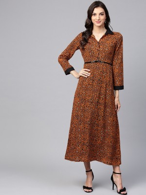 ZIMA LETO Women A-line Brown Dress