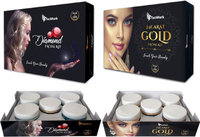 

Techhark Professional DIAMOND + GOLD FACIAL KIT, Sp. Combo For All Type skin Unisex, Best In-stat Glow Facial Kit Ever in INDIA (250 +250) 500 g