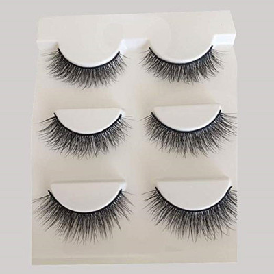 

Boldnyoung 3 Pairs Black Handmade Natural 3D Thick Long False Eyelashes (Pack of 3)(Pack of 1)