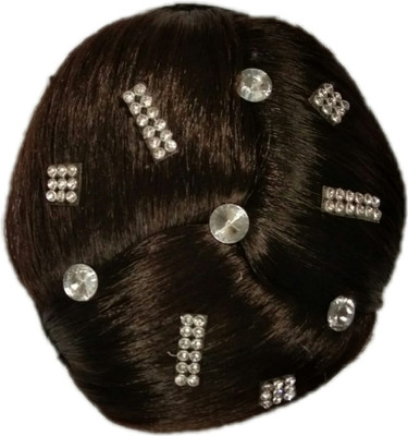

DYE Fashionable Artificial Juda Hair Accessories For Women and Girls with Stone Work Hair Extension Juda Bun(Brown)