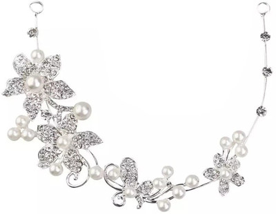 

M Creations & Fashion Crystal Pearls Headband Head Band(White)