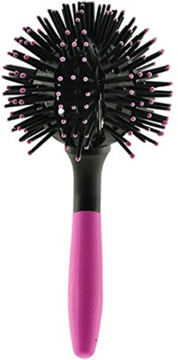 

Glowing Buzz New 3D Bomb Curl Brush Styling Salon Round Hair Curling Curler Comb Tool Pink