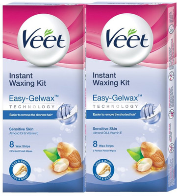 

Veet Full Body Waxing Kit for Sensitive Skin - 8 Strips (Pack of 2) Strips(16 Strips, Set of 2)