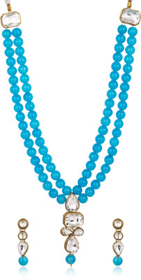 White pearl Alloy Gold-plated Blue Jewellery Set(Pack of 1)