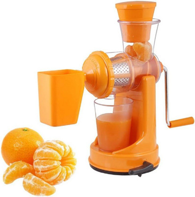 

KitchenFest Fruit And Vegetable With Steel Handle And Waste Collector Plastic Hand Juicer 0 Juicer Mixer Grinder(Yellow, 1 Jar)
