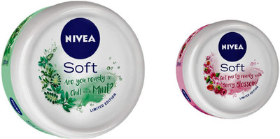 

Nivea Soft Light Moisturizer Chilled Mint (100 ML) & Berry Blossom (50 ML) With Vitamin E & Jojoba Oil(150 ml)