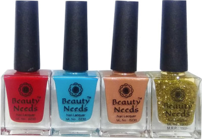

beauty needs BNC-NP-002,NP-012,NP-022,NP-032 Red, Turquoise, Nude Shimmer, Golden Glitter(Pack of 4)