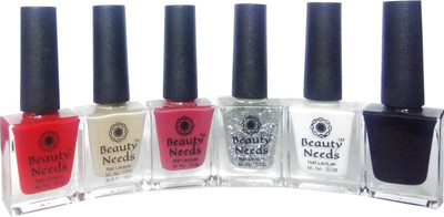 

beauty needs BNC-NP-001,NP-005,NP-027,NP-033,NP-020,NP-037 Red, Nude, Pink Mauve, Silver Glitter, White(Pack of 6)