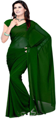 RK Fashions Solid/Plain Bollywood Georgette Saree(Green)