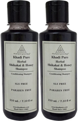 

Khadi Pure Herbal Shikakai & Honey Shampoo SLS-Paraben Free - 210ml (set of 2)(420 ml)