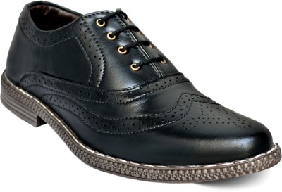 Woyak Synthetic Leather Brogue Oxford Lace Ups Derby Formal Partywear Office shoes Oxford For Men(Black , 8)