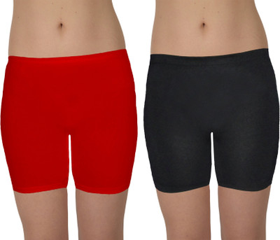 Selfcare Solid Women Red, Black Basic Shorts