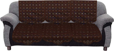 KUBER INDUSTRIES Cotton Floral 3 Seater Sofa Cover(Brown Pack of 2)