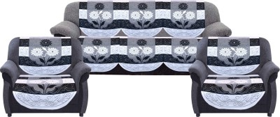 KUBER INDUSTRIES Cotton Floral Sofa Cover(Black & White Pack of 6)