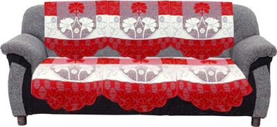KUBER INDUSTRIES Cotton Floral 3 Seater Sofa Cover(Maroon & white Pack of 2)
