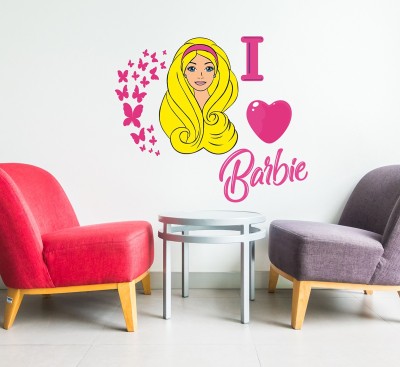 WALLSTICK 70 cm I Love Barbie Removable Sticker(Pack of 1)